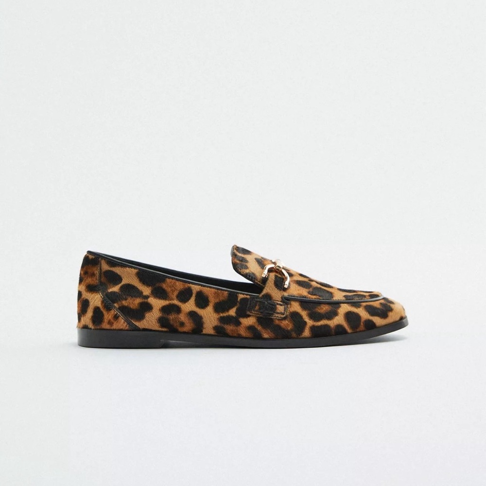 Zara Leopard Print Loafers